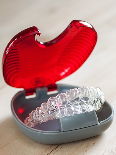 Invisalign trays in carrying case