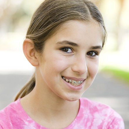 Young girl with braces