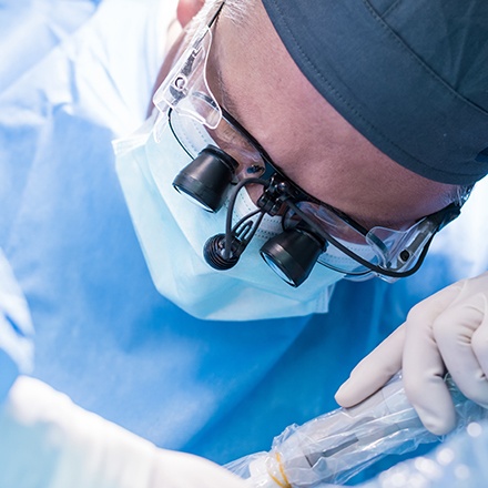 Orthodontist performing jaw surgery