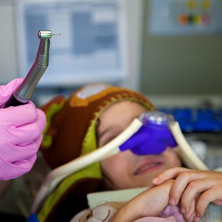 Child with nitrous oxide nasal mask