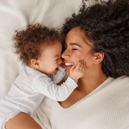 mom and baby after a laser frenectomy