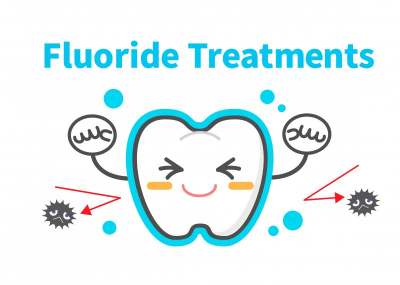 Cartoon tooth is protected by fluoride