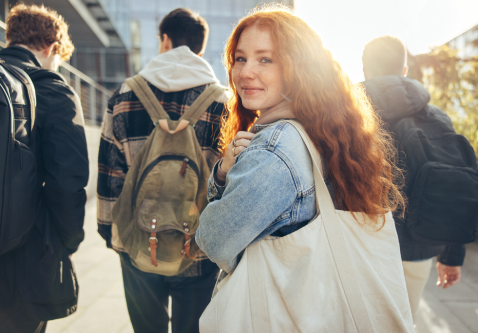 Teens carrying backpacks