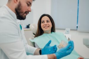 Woman at her first orthodontist appointment